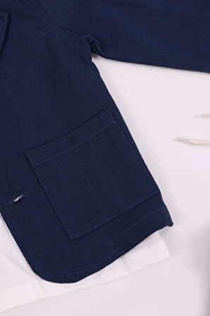 Erkek Çocuk Keten Ceket Pantolon 3'lü Takım