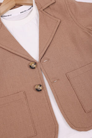 Erkek Çocuk Keten Ceket Pantolon 3'lü Takım