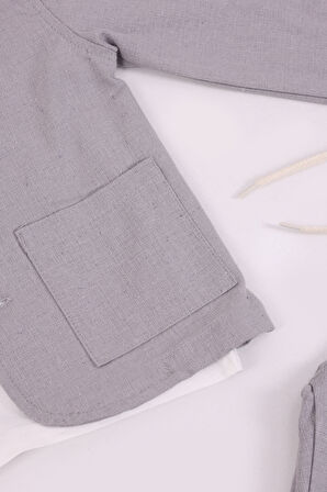 Erkek Çocuk Keten Ceket Pantolon 3'lü Takım