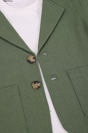 Erkek Çocuk Keten Ceket Pantolon 3'lü Takım