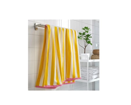IKEA SLANHÖSTMAL banyo havlusu , beyaz-sarı, 100x150 cm 