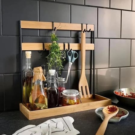 IKEA NÅLBLECKA tezgah üstü düzenleyici , metal-bambu, 38x13x37 cm 