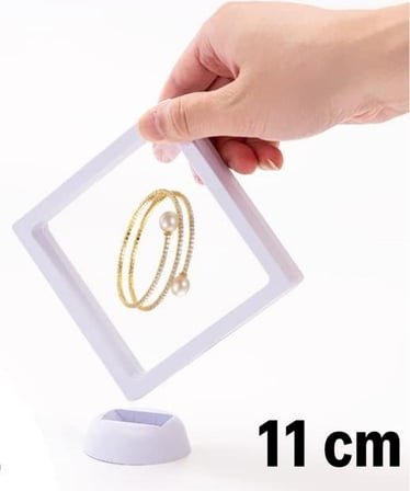 Buffer Buffer® 11 x 11 cm  Standlı 3D Takı Ziynet Hatıra Koleksiyon Saklama Kutusu Şeffaf Film Çerçevesi