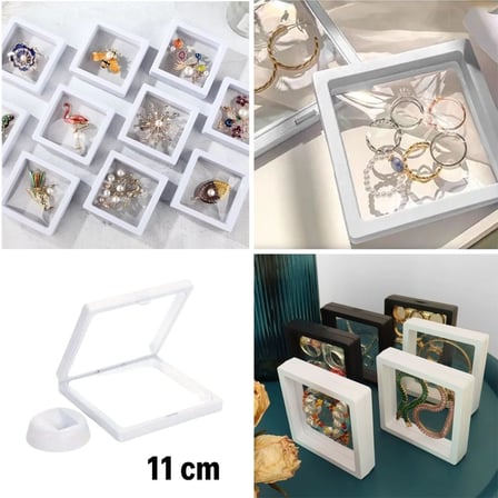 Buffer Buffer® 11 x 11 cm  Standlı 3D Takı Ziynet Hatıra Koleksiyon Saklama Kutusu Şeffaf Film Çerçevesi