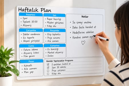 Bak Gel Al BakGelAl Manyetik Duvar Stickeri Haftalık Planlayıcı Takvim Yazılıp Silinebilir