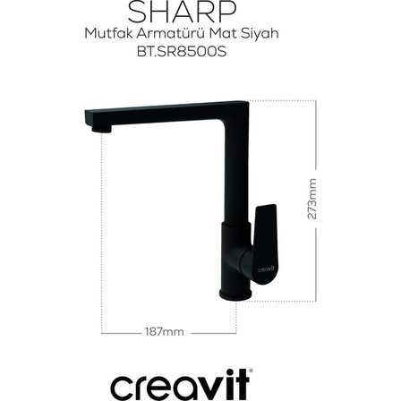 Sharp Mutfak Armatürü Mat Siyah