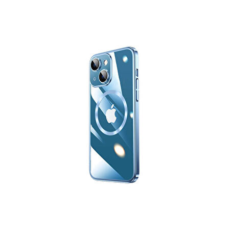Teleplus Apple iPhone 14 Kılıf Sert Transparans Arka Kamera Korumalı Riksos Mavi