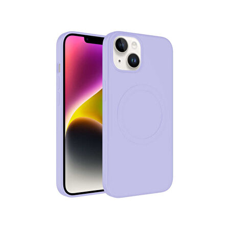 Teleplus Apple iPhone 14 Kılıf Plas Tacsafe Wireless Şarj Özellikli Silikon Lila