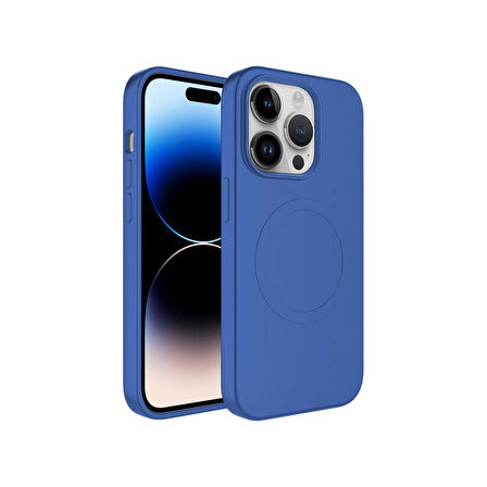 Teleplus Apple iPhone 12 Pro Max Kılıf Plas Tacsafe Wireless Şarj Özellikli Silikon Mavi