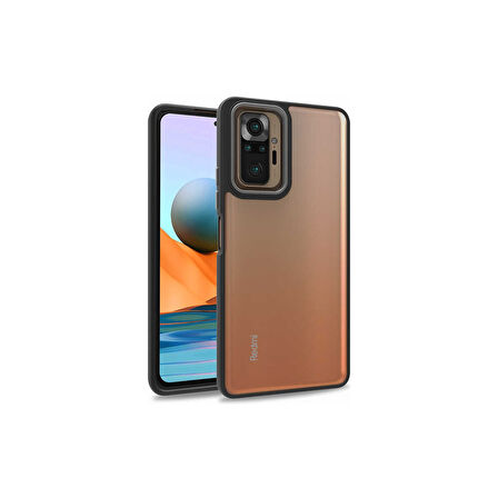 Teleplus Xiaomi Redmi Note 10 Pro Kılıf Flora Sert Silikon Arkası Cam Şeffaf Siyah