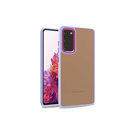 Teleplus Samsung Galaxy S20 Fe Kılıf Flora Sert Silikon Arkası Cam Şeffaf Mor