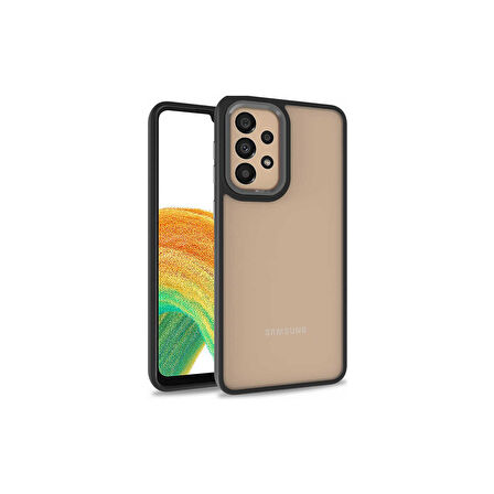 Teleplus Samsung Galaxy A73 Kılıf Flora Sert Silikon Arkası Cam Şeffaf Siyah