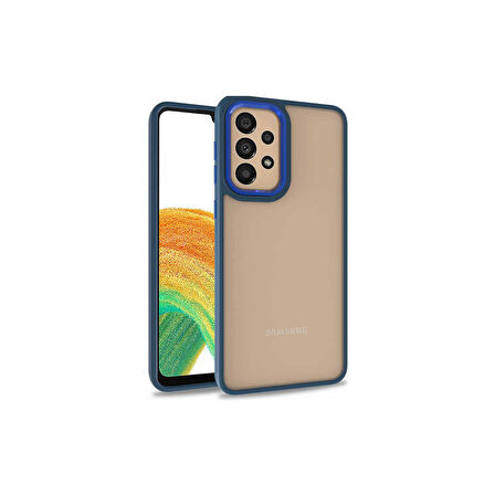 Teleplus Samsung Galaxy A73 Kılıf Flora Sert Silikon Arkası Cam Şeffaf Lacivert
