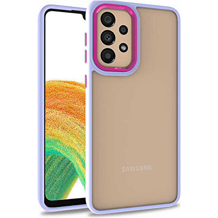 Teleplus Samsung Galaxy A32 4g Kılıf Flora Sert Silikon Arkası Cam Şeffaf Mor