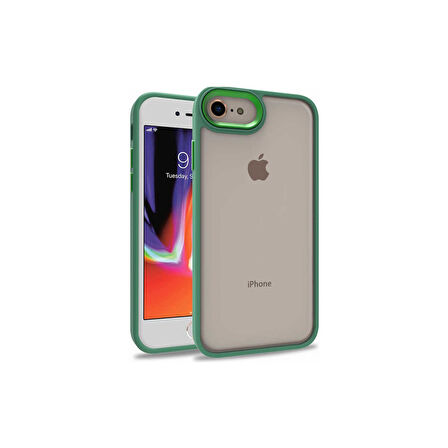 Teleplus iPhone Se 2022 Kılıf Flora Sert Silikon Arkası Cam Şeffaf Koyu Yeşil