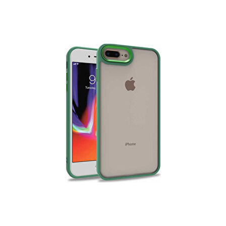 Teleplus iPhone 8 Plus Kılıf Flora Sert Silikon Arkası Cam Şeffaf Yeşil