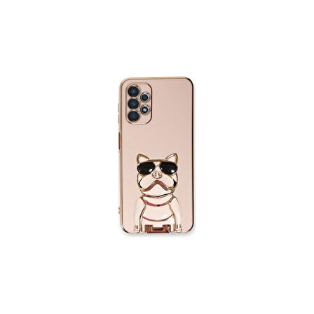 Teleplus Samsung Galaxy A52S 5g Kılıf Kamera Korumalı Köpek Desenli Standlı Silikon Pembe