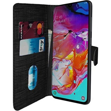 Teleplus Samsung Galaxy A73 Holster Canvas Kartlıklı Fabric Cüzdan