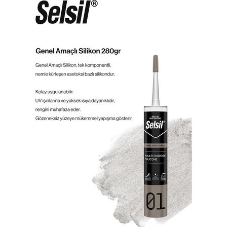 Selsil Genel Amaçlı Gri Silikon 280 Gr. - 3 Adet