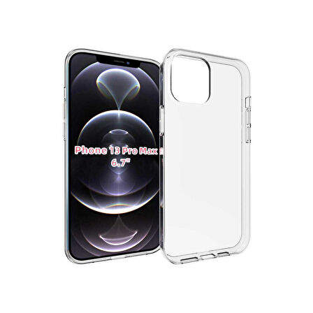 Teleplus Apple iPhone 13 Pro Max Kılıf Süper Silikon Korumalı Şeffaf Renksiz