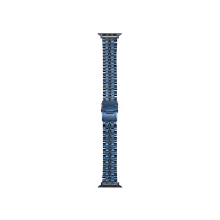 Teleplus Watch 7 45MM Kordon Mat Parlak Şerit Bakla Desenli KRD54 Lacivert