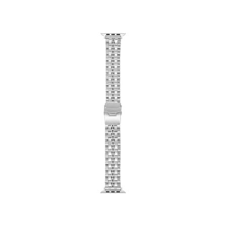 Teleplus Watch Se 40 mm Kordon Mat Parlak Şerit Bakla Desenli KRD54 Gümüş
