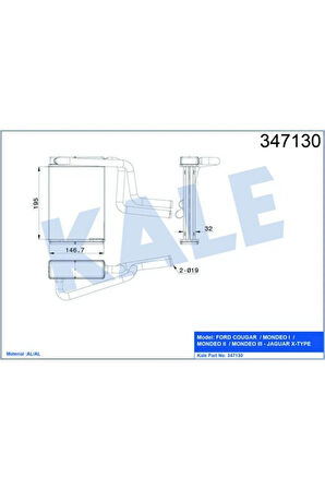 Kalorifer Radyatörü Brazing Mondeo I/ıı/ııı 195X148X42