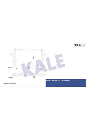 363700-SU Radyatörü Astra G-Zafıra A Al/pl/brz 600X368X40