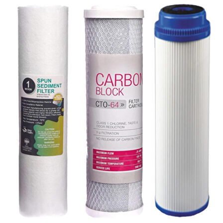 Naturel Açık Kasa Su Arıtma Cihazı Filtre Seti (3 Filtre)