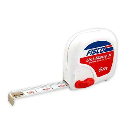Fısco Uni-matic 5 Metre Çelik Şerit Metre Avuç İçi Rahatlığı Ve Kolay Kilitleme 65mm