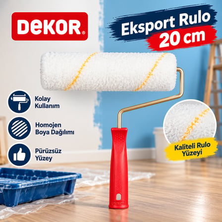 DEKOR İç Cephe İz Bırakmayan Saten Rulo Sarı Saplı  20 CM