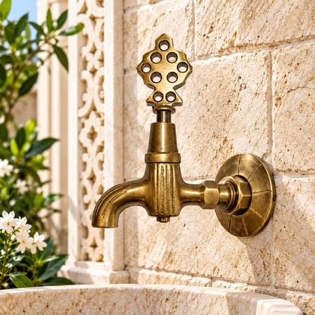 Osmanlı Musluğu Sarı Eskitme Hamam Kurna Cami Bahçe Çeşme Musluğu Eskitme Musluk