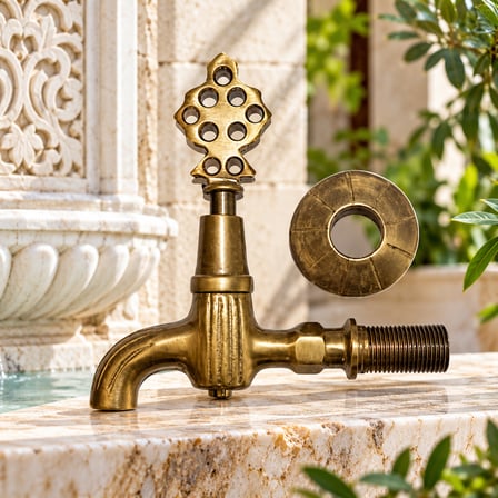 Osmanlı Musluğu Sarı Eskitme Hamam Kurna Cami Bahçe Çeşme Musluğu Eskitme Musluk