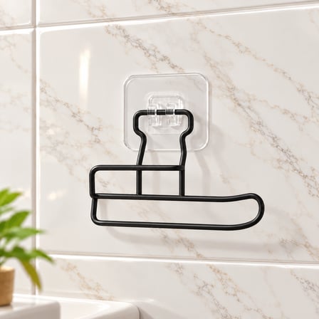 DALYAN  Kare Yapışkanlı Siyah Açık Tuvalet Kağıtlığı Wc Kağıtlık Tutucu Delmeden Kullanım