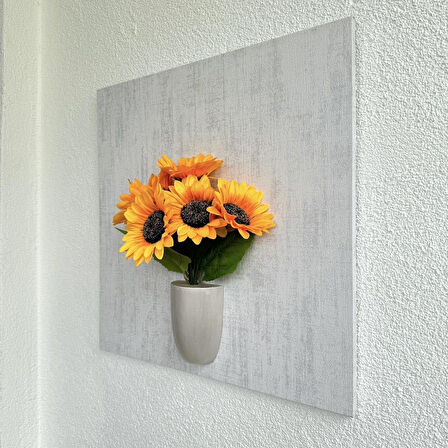 Kabartma Dokulu, Ayçiçekli 3D Tablo