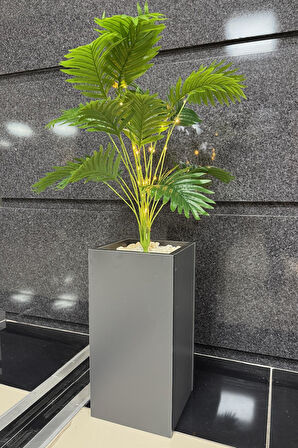 Areka Çiçekli, Led Işıklı, Koyu Gri Saksı 115cm