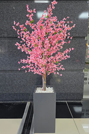 Pembe Sakura Çiçekli Dekoratif Saksı, 140cm