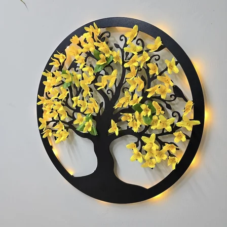 Led Işıklı ve Sarı Sakura Hayat Ağacı Tablo 40cm