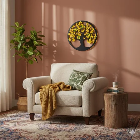 Led Işıklı ve Sarı Sakura Hayat Ağacı Tablo 40cm