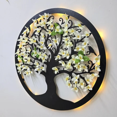 Led Işıklı ve Beyaz Sakura Hayat Ağacı Tablo 40cm