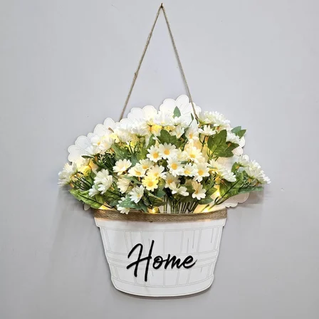 Stdekor Home Papatyalı Ahşap Duvar Süsü Led Işıklı 39x37 cm