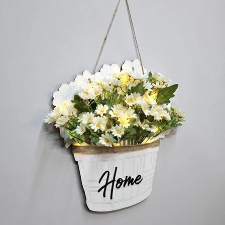 Stdekor Home Papatyalı Ahşap Duvar Süsü Led Işıklı 39x37 cm
