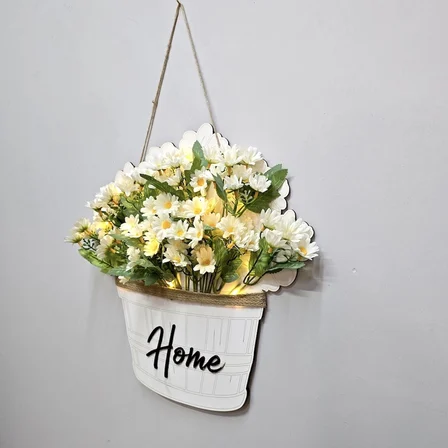 Stdekor Home Papatyalı Ahşap Duvar Süsü Led Işıklı 39x37 cm