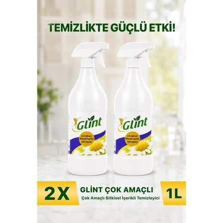 Glint Bitkisel İçerikli Çok Amaçlı Yüzey Temizleyici 2x1 Litre Setli Ürün Çok Kullanışlı