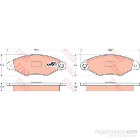 Trw - Fren Balatası Ön Kangoo 1.4İ 1.5 Dcı 1.9D (97-07)206 1.4 1.6/Xsara 1.4 Hdı Segmanlı - Trw Gdb1321