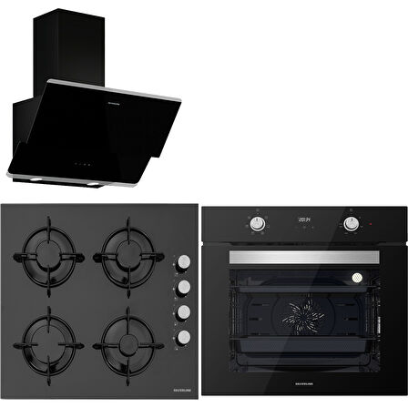 Silverline BO6502B02 - CS5349B01 - 3490 Oslo Siyah Ankastre Set