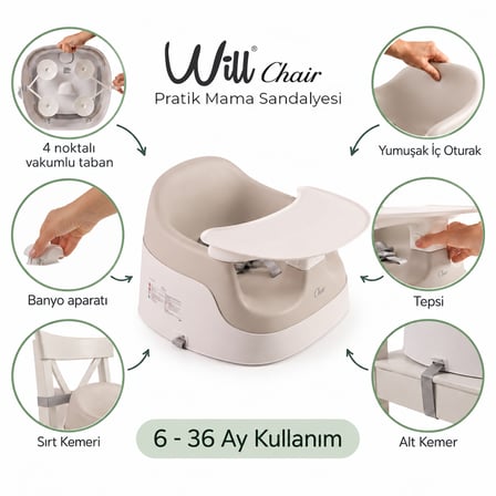 Chair Pratik Mama Sandalyesi - Beige