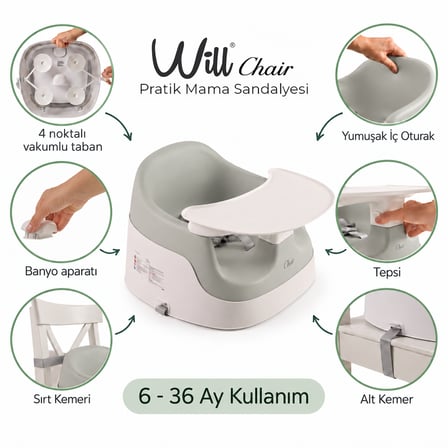 Chair Pratik Mama Sandalyesi - Grey