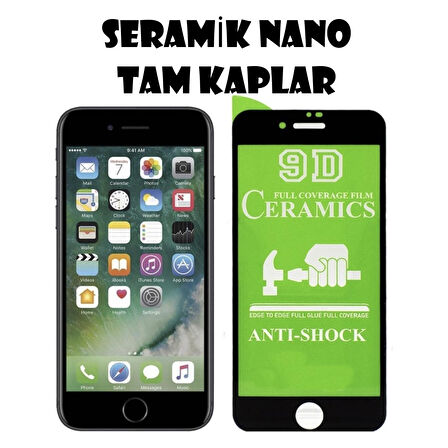 Apple iPhone 6 Ekran Koruyucu Seramik Nano Cam Esnek Tam Full Kaplayan Kırılmaz Siyah