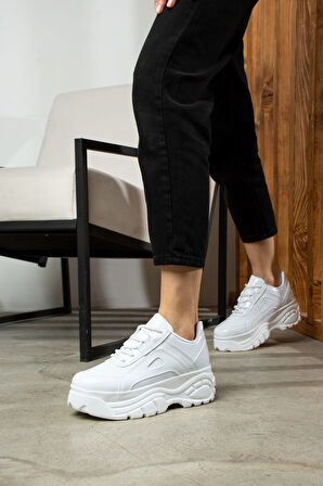 Günlük Kadın Spor Ayakkabı Yüksek Taban 6 Cm Sneaker Siyah - Beyaz - Bej - Rugan - Süet 001